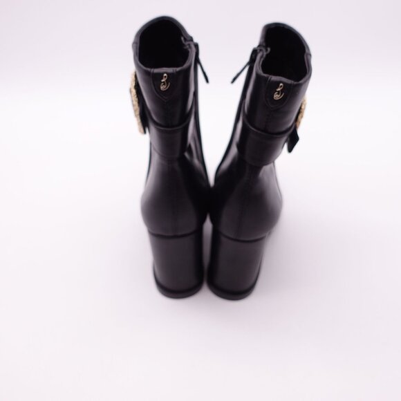 NEW SAM EDELMAN Weslie Buckle Wedge Bootie In Black Size 6.5 Pointed Toe - Picture 5 of 8